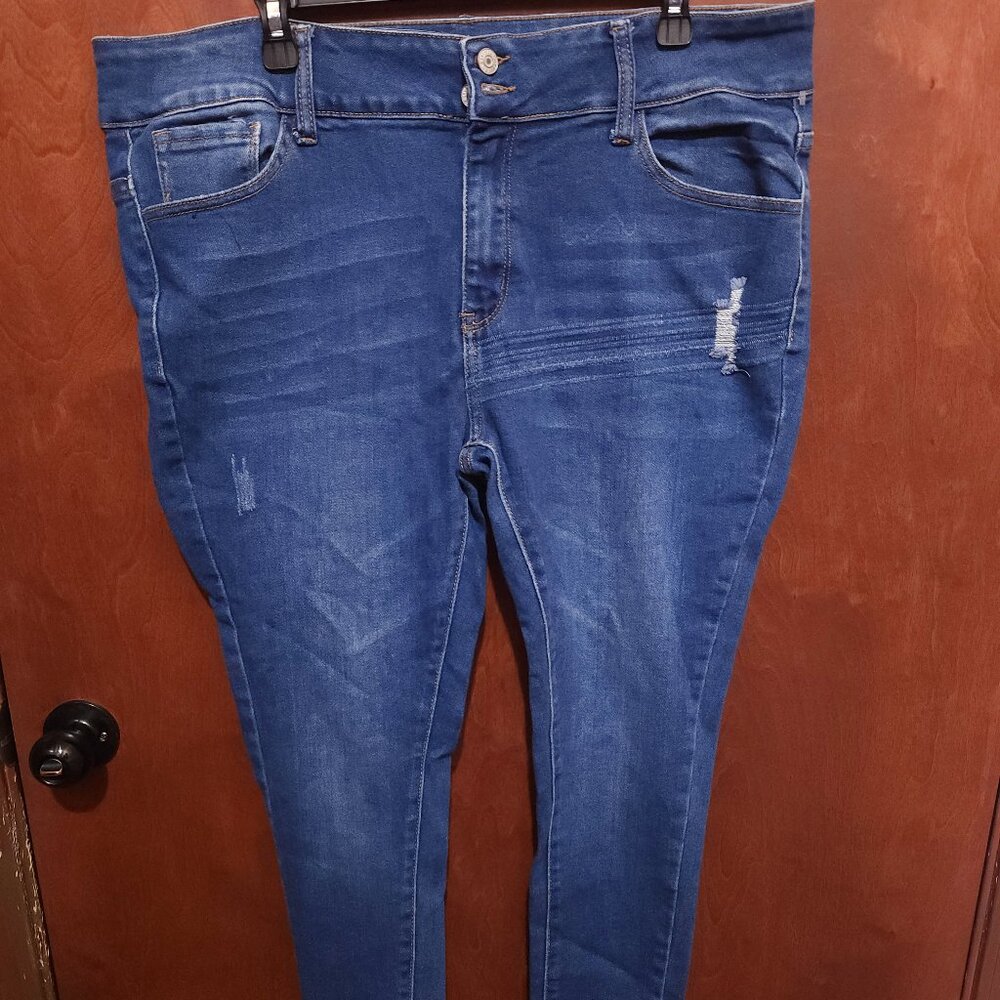 Crystal Rock Women's Size 22/ Jeans Skinny Distressed Blue